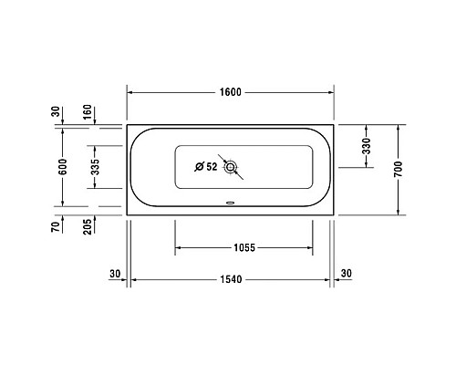 Приобрести Акриловая ванна 160х70 см L Duravit Happy D.2 700308000000000 в магазине сантехники Santeh-Crystal.ru