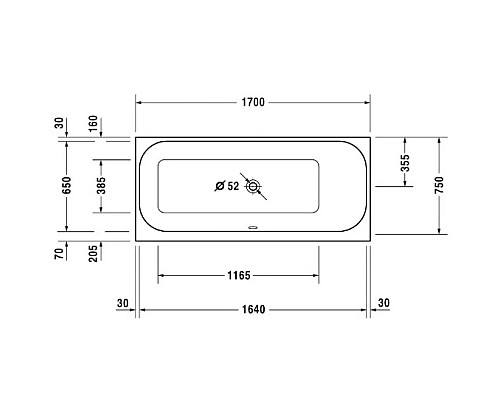 Приобрести Акриловая ванна 170х75 см R Duravit Happy D.2 700313000000000 в магазине сантехники Santeh-Crystal.ru