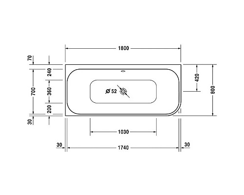 Приобрести Акриловая ванна 180х80 см L Duravit Happy D.2 700316000000000 в магазине сантехники Santeh-Crystal.ru