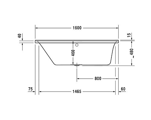 Приобрести Акриловая ванна 160х70 см L Duravit P3 Comforts 700371000000000 в магазине сантехники Santeh-Crystal.ru