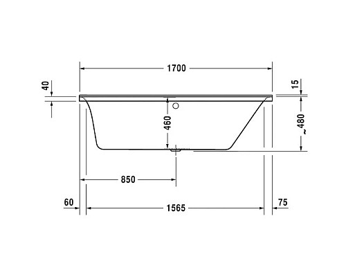 Заказать Акриловая ванна 170х70 см R Duravit P3 Comforts 700374000000000 в магазине сантехники Santeh-Crystal.ru