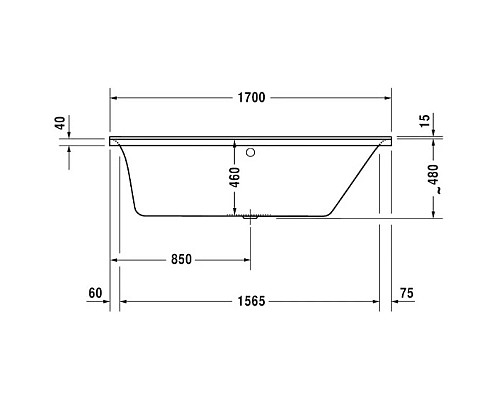 Приобрести Акриловая ванна 170х75 см R Duravit P3 Comforts 700376000000000 в магазине сантехники Santeh-Crystal.ru