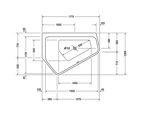 Приобрести Акриловая ванна 177х130 см L Duravit Paiova 5 700394000000000 в магазине сантехники Santeh-Crystal.ru