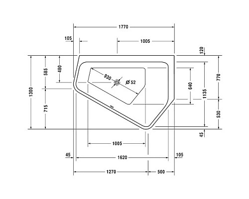 Купить Акриловая ванна 177х130 см R Duravit Paiova 5 700391000000000 в магазине сантехники Santeh-Crystal.ru