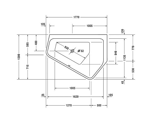 Приобрести Акриловая ванна 177х130 см R Duravit Paiova 5 700395000000000 в магазине сантехники Santeh-Crystal.ru