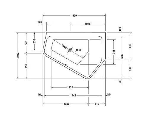 Приобрести Акриловая ванна 190х140 см R Duravit Paiova 5 700393000000000 в магазине сантехники Santeh-Crystal.ru