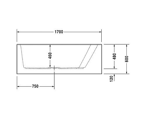 Заказать Акриловая ванна 170х100 см R Duravit Paiova 700265000000000 в магазине сантехники Santeh-Crystal.ru