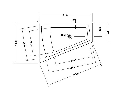 Купить Акриловая ванна 170х130 см L Duravit Paiova 700214000000000 в магазине сантехники Santeh-Crystal.ru