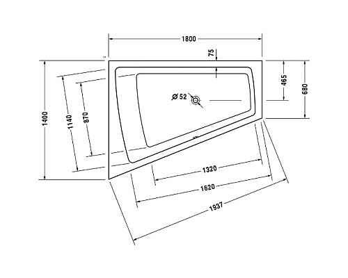 Приобрести Акриловая ванна 180х140 см L Duravit Paiova 700216000000000 в магазине сантехники Santeh-Crystal.ru