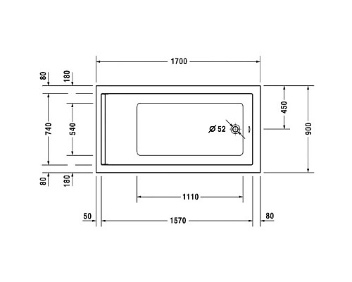 Заказать Акриловая ванна 170х90 см Duravit Starck 700337000000000 в магазине сантехники Santeh-Crystal.ru