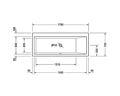 Купить Акриловая ванна 170х70 см R Duravit Vero 700132000000000 в магазине сантехники Santeh-Crystal.ru