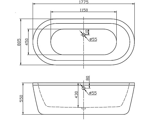 Приобрести Акриловая ванна 177,5х80,5 см BelBagno BB12-1775 в магазине сантехники Santeh-Crystal.ru