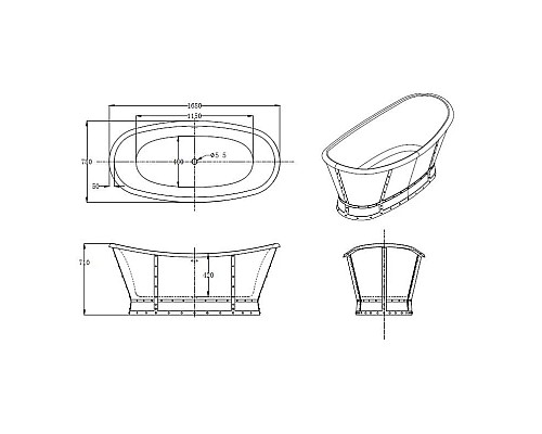 Заказать Акриловая ванна 168х78 см BelBagno BB33-CF36 в магазине сантехники Santeh-Crystal.ru