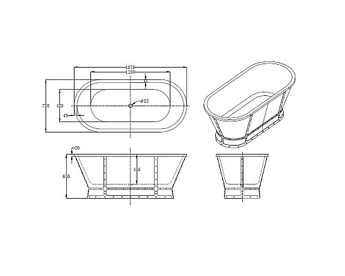 Заказать Акриловая ванна 167,6х78 см BelBagno BB35-CF36 в магазине сантехники Santeh-Crystal.ru