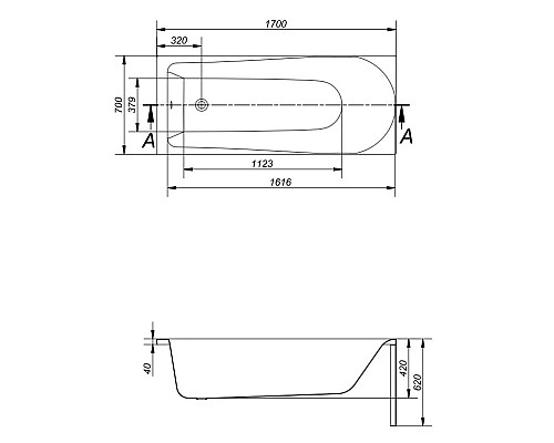 Заказать Акриловая ванна 170х70 см Cersanit Flavia WP-FLAVIAx170 в магазине сантехники Santeh-Crystal.ru