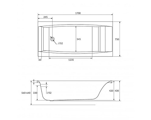 Купить Акриловая ванна 170х75 см Cersanit Virgo WP-VIRGOx170 в магазине сантехники Santeh-Crystal.ru