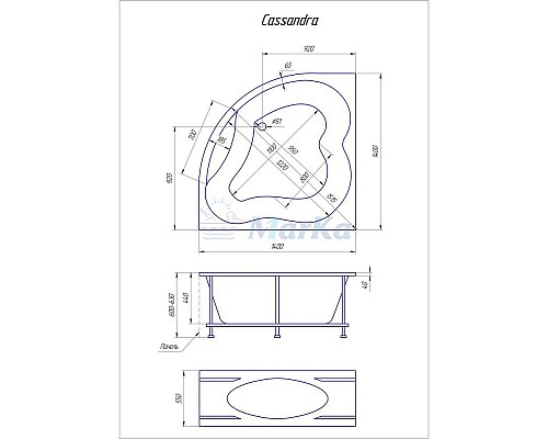 Купить Акриловая ванна 140х140 см 1Marka Cassandra 01кас1414 в магазине сантехники Santeh-Crystal.ru