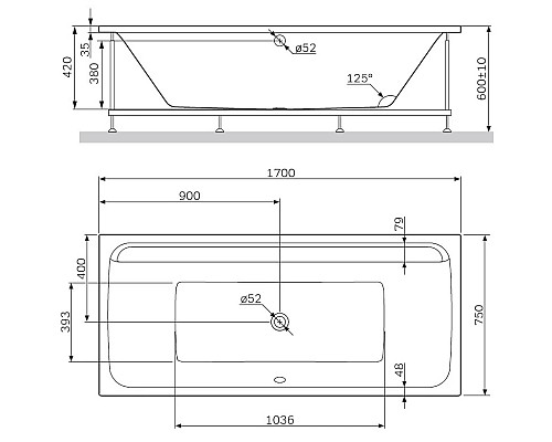 Заказать Акриловая ванна 170х75 см Am.Pm Inspire 2.0 W52A-170-075W-A в магазине сантехники Santeh-Crystal.ru