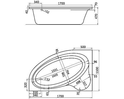 Купить Акриловая ванна 170х110 см L Santek Эдера 1.WH11.1.995 в магазине сантехники Santeh-Crystal.ru