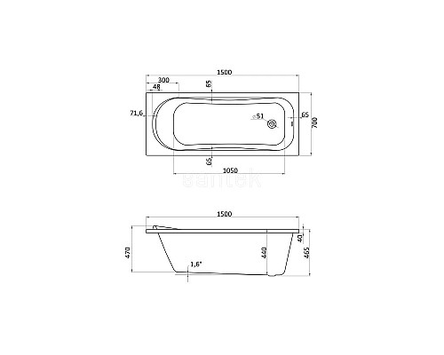 Приобрести Акриловая ванна 150х70 см Santek Тенерифе 1.WH30.2.213 в магазине сантехники Santeh-Crystal.ru