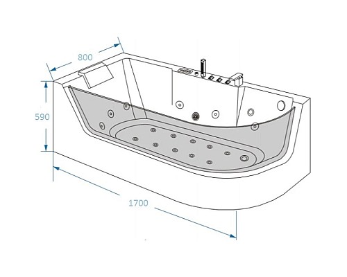 Приобрести Акриловая гидромассажная ванна 170х80 см Grossman GR-17000L в магазине сантехники Santeh-Crystal.ru