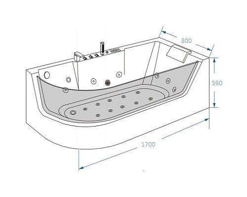 Купить Акриловая гидромассажная ванна 170х80 см Grossman GR-17000R в магазине сантехники Santeh-Crystal.ru