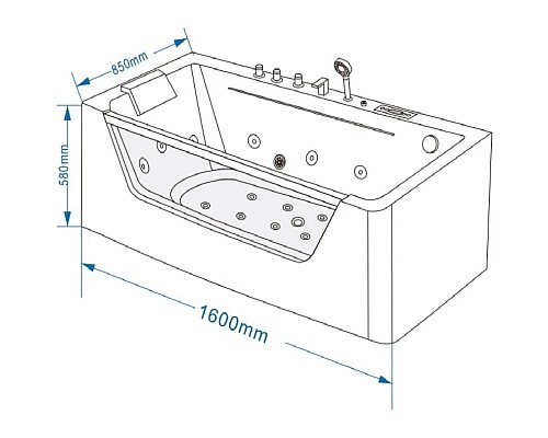 Приобрести Акриловая гидромассажная ванна 160х85 см Grossman GR-16085 в магазине сантехники Santeh-Crystal.ru