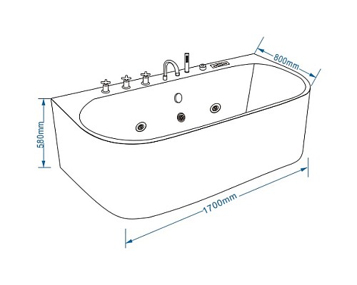 Приобрести Акриловая гидромассажная ванна 170х80 см Grossman GR-17075-2317080 в магазине сантехники Santeh-Crystal.ru