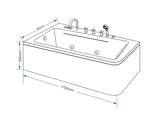 Заказать Акриловая гидромассажная ванна 170х95 см Grossman GR-17095L в магазине сантехники Santeh-Crystal.ru