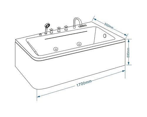 Заказать Акриловая гидромассажная ванна 170х95 см Grossman GR-17095R в магазине сантехники Santeh-Crystal.ru
