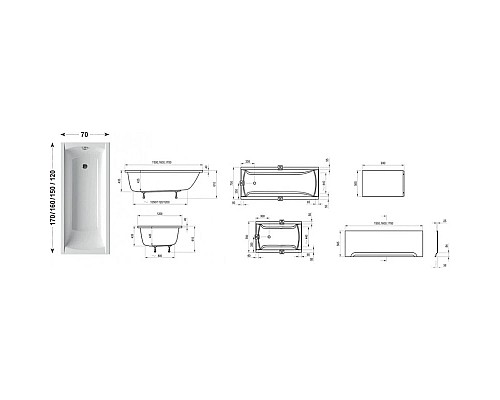 Купить Акриловая ванна 150x70 см Ravak Classic C521000000 + CZ001P0A00 + CY00000000 + B23600000N + X01377 в магазине сантехники Santeh-Crystal.ru