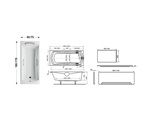 Приобрести Акриловая ванна Sonata 170x75 Ravak C901000000 в магазине сантехники Santeh-Crystal.ru