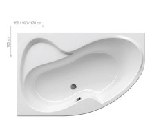 Асимметричная акриловая ванна Rosa II PU Plus 150 x 105 L Ravak CK210P0000