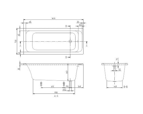 Купить Акриловая ванна 160х70 см Villeroy & Boch Architectura UBA167ARA2V-01 в магазине сантехники Santeh-Crystal.ru