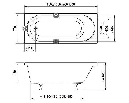 Заказать Акриловая ванна 150x70 см Ravak Sonata II C633R00000 в магазине сантехники Santeh-Crystal.ru