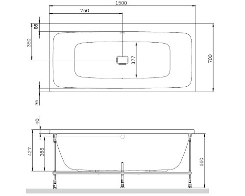 Купить Акриловая ванна 150x70 см Am.Pm Func W84A-150-070W-A в магазине сантехники Santeh-Crystal.ru