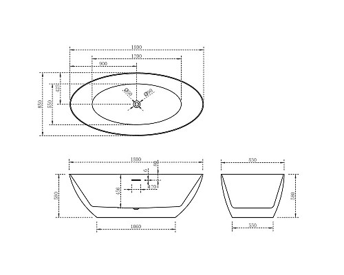 Купить Акриловая ванна 180х85 см Abber AB9374-1.8 в магазине сантехники Santeh-Crystal.ru