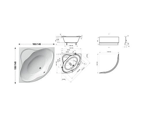 Купить Акриловая ванна NewDay PU PLUS 150x150 Ravak C681000000 в магазине сантехники Santeh-Crystal.ru