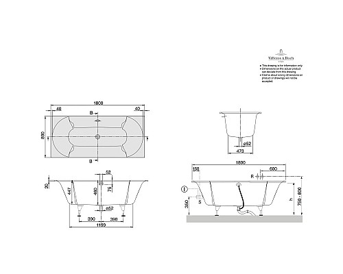 Приобрести Квариловая ванна 180х80 см альпийский белый Villeroy & Boch Pavia UBQ180PAV2V-01 в магазине сантехники Santeh-Crystal.ru