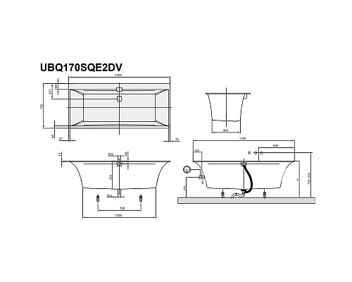 Приобрести Квариловая ванна 170х75 см альпийский белый Villeroy & Boch Squaro Edge 12 UBQ170SQE2DV-01 в магазине сантехники Santeh-Crystal.ru