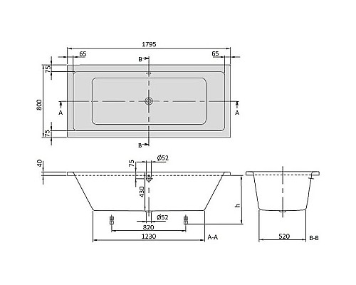 Заказать Акриловая ванна 179,5х80 см Villeroy & Boch Targa Plus Duo UBA180NES2V01+U99740000 в магазине сантехники Santeh-Crystal.ru