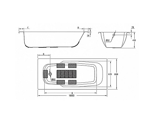 Заказать Стальная ванна 180х80 см с отверстиями для ручек BLB Atlantica HG B80J handles в магазине сантехники Santeh-Crystal.ru