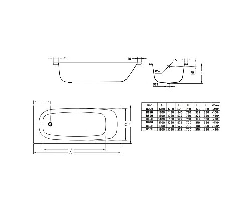 Заказать Стальная ванна 160х75 см BLB Universal HG B65H в магазине сантехники Santeh-Crystal.ru