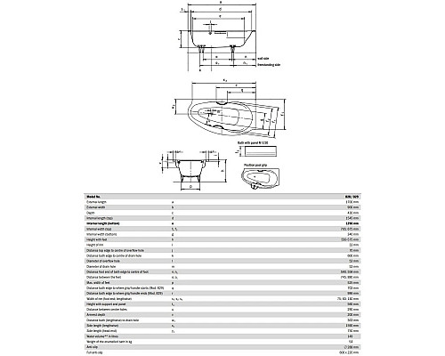 Заказать Стальная ванна 170х90 см L Kaldewei Studio 828-1 Standard в магазине сантехники Santeh-Crystal.ru