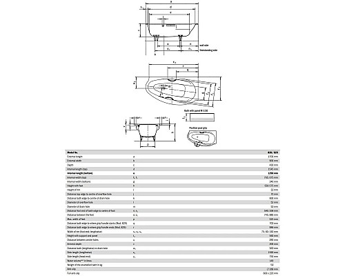 Заказать Стальная ванна 170х90 см L Kaldewei Studio 828-1 с покрытием Easy-Clean в магазине сантехники Santeh-Crystal.ru