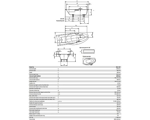 Заказать Стальная ванна 170х90 см R Kaldewei Studio 826-1 с покрытием Easy-Clean в магазине сантехники Santeh-Crystal.ru