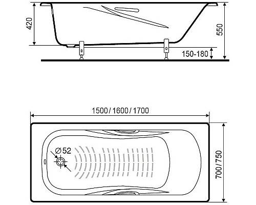 Купить Стальная ванна 160х75 см Roca Princess 2203E0000 в магазине сантехники Santeh-Crystal.ru