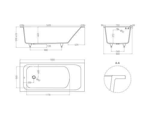 Ванна из литьевого мрамора Salini S-Sense Orlanda 102012MF 180x80 см, покраска по RAL матовый полностью