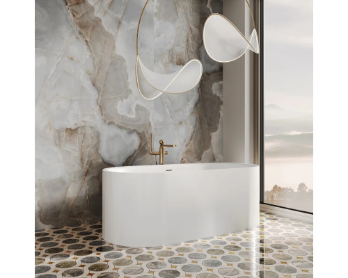 Ванна из литьевого мрамора Salini S-Stone Perla 1049201M 170x80 см, отдельностоящая, белый матовый