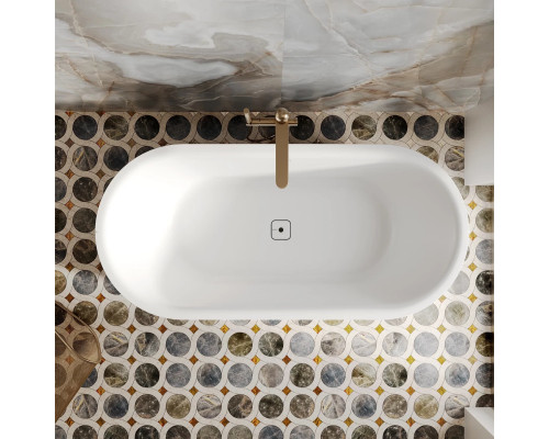 Ванна из литьевого мрамора Salini S-Stone Perla 1049201M 170x80 см, отдельностоящая, белый матовый